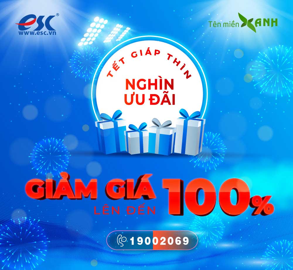 0-ESC Giảm 100% phí dịch vụ đăng ký tên miền .vn