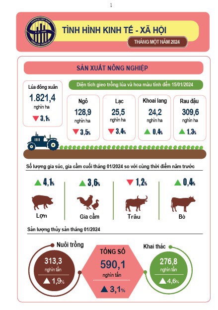 2-Thống kê về tình hình kinh tế - xã hội tháng 1-2024 ạ